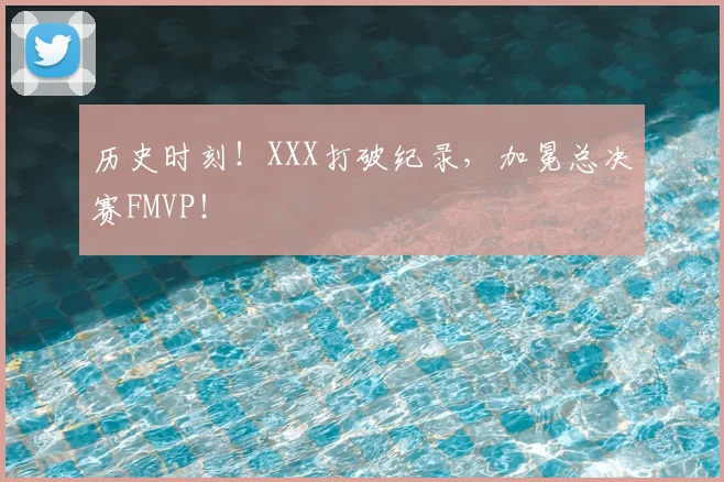 历史时刻!XXX打破纪录,加冕总决赛FMVP!